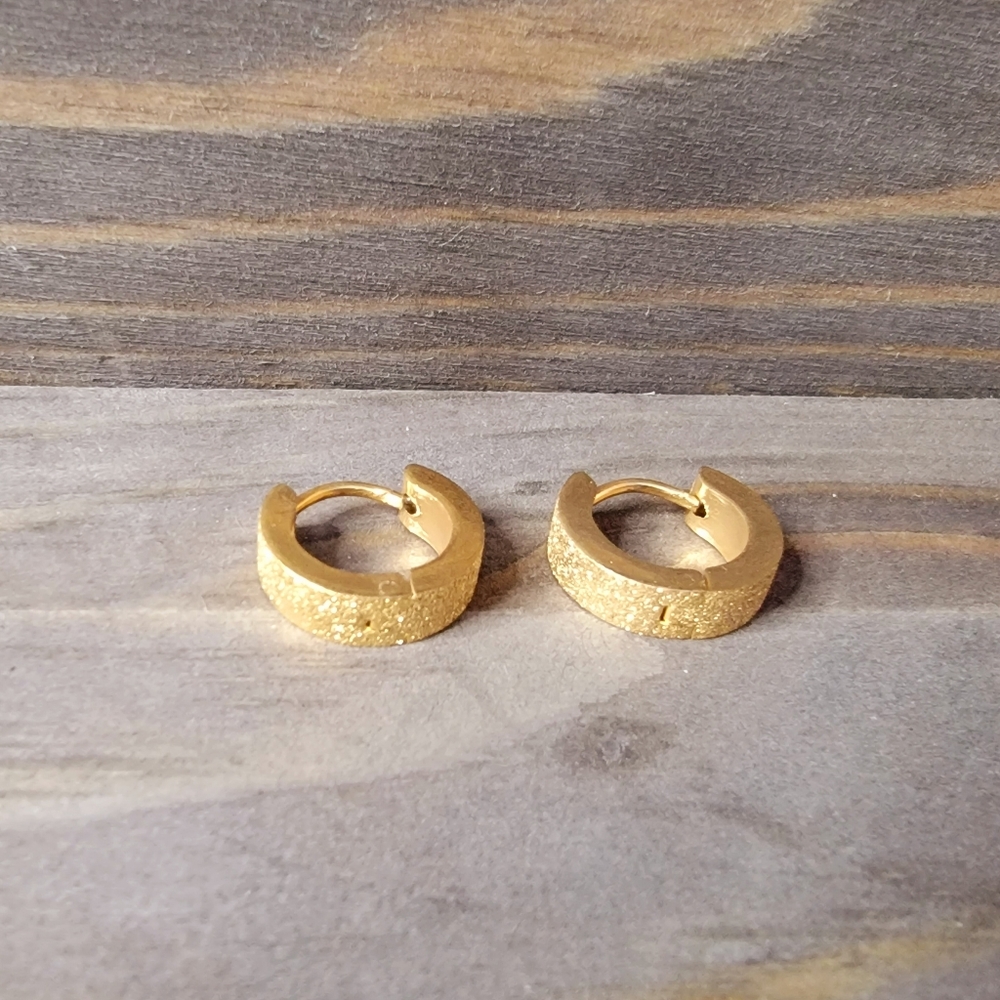 Goldtone Stainless Steel Huggie Earrings